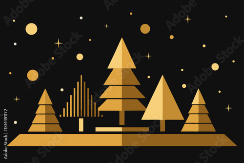 christmas tree with stars and snowflakes
