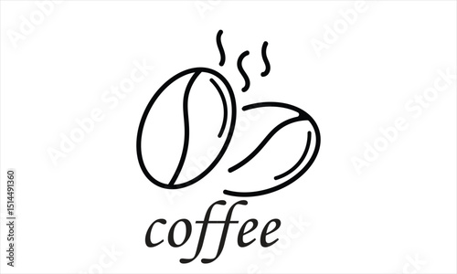 Two coffee beans icon set. Espresso vector illustration. Coffee shop logo. Roasted coffee symbol. Hot drink aroma isolated sign