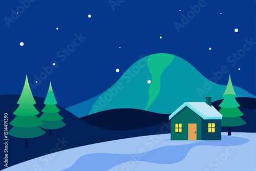 winter landscape with houses