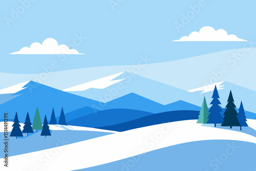 winter landscape with mountains