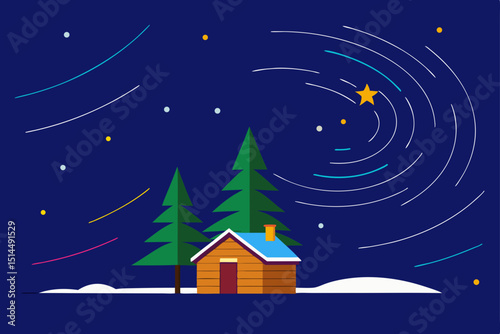 winter landscape with christmas tree