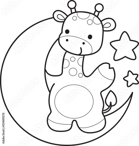 Coloring pages of Set Vector Stock Illustrations Isolated of Baby Giraffe.
Outline of Cute giraffe animals with various activities.