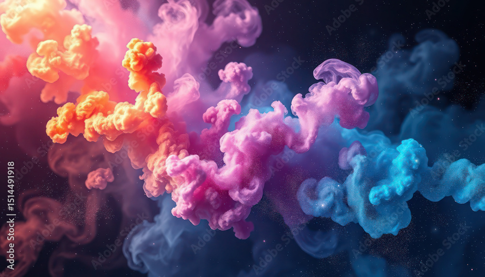Obraz premium Vibrant Colorful Smoke, Abstract Art, Fluid Dynamics, Swirling Colors