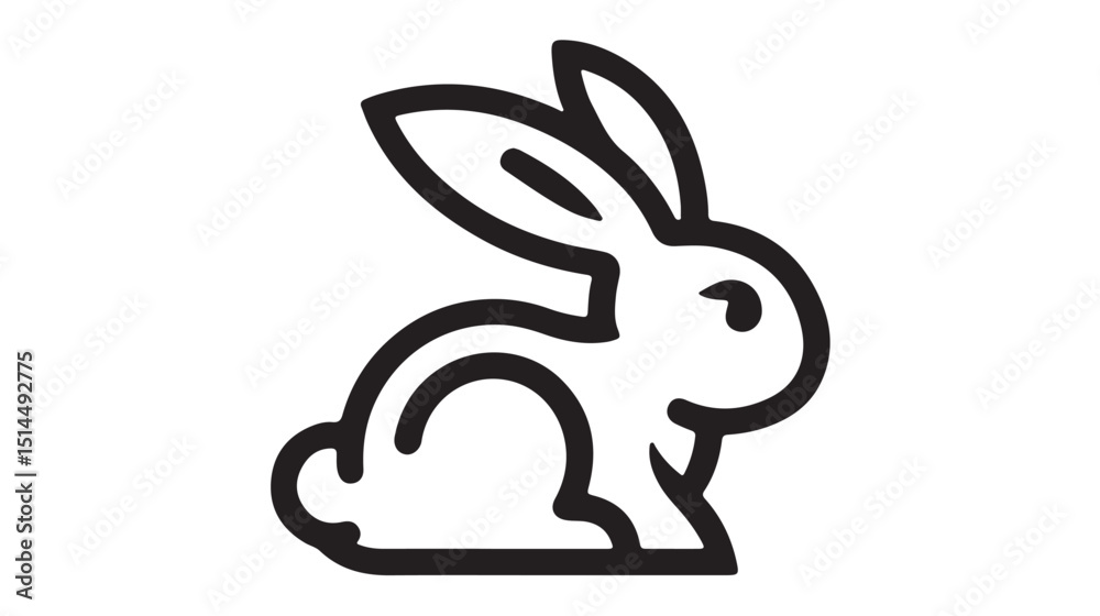 Obraz premium Black Line Art Bunny Rabbit Icon