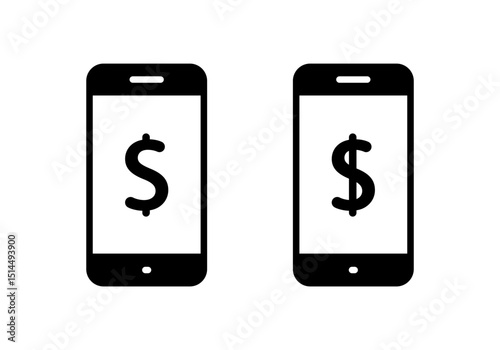 Dollar on mobile phone screen icon. USD on cellphone sign symbol