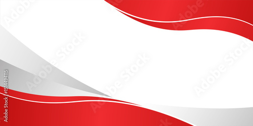 A modern background with red and white colors. The background features smooth, flowing waves with a glossy red and matte white texture. Business style background, professional geometric background.