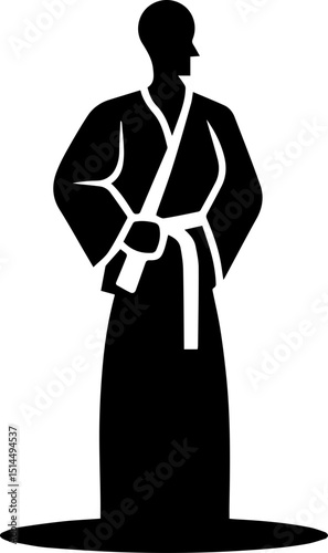 Black and white karate vector illustration silhouette