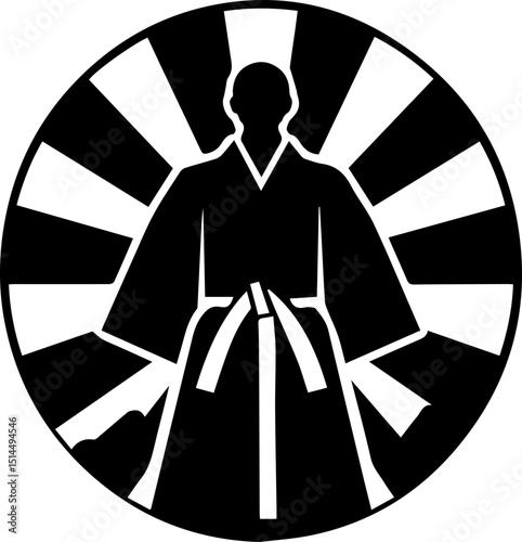 Black and white karate vector illustration silhouette