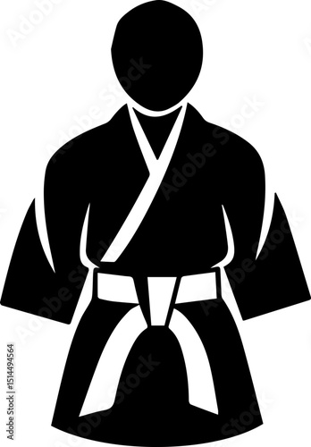Black and white karate vector illustration silhouette