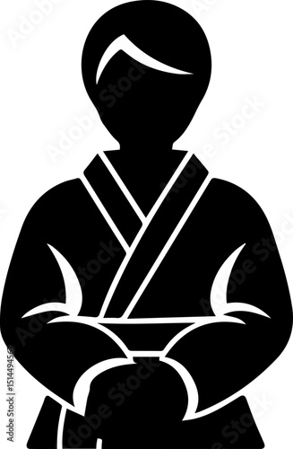 Black and white karate vector illustration silhouette
