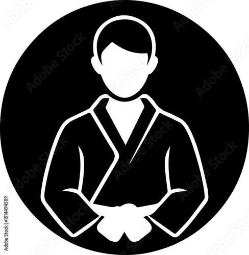 Black and white karate vector illustration silhouette