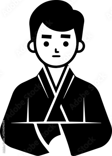 Black and white karate vector illustration silhouette