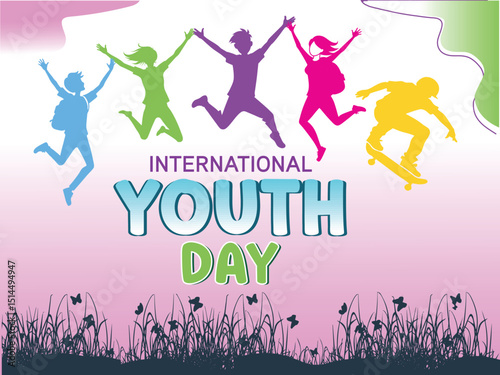  International Youth Day content,  ideal for use in posters, t-shirts, and social media posts and background 