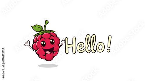 Cheerful Raspberry Cartoon Character Saying Hello