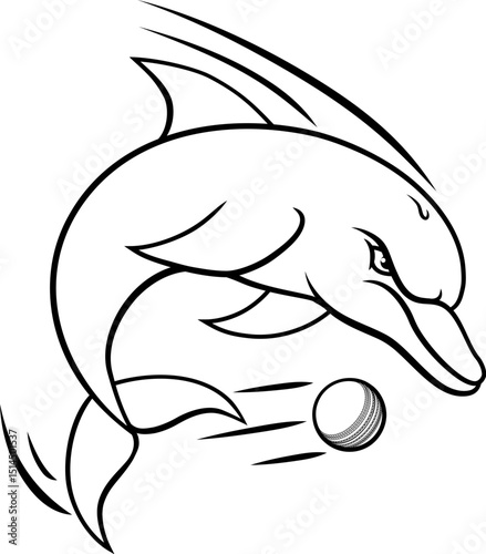 Dolphin animal mean tough cricket sports team mascot hitting a cricket ball