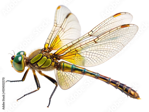 side view of a dragonfly isolated on white background,PNG