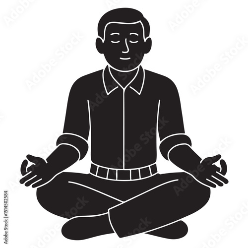 Silhouette of a man seated cross-legged in a meditation pose with hands resting on knees