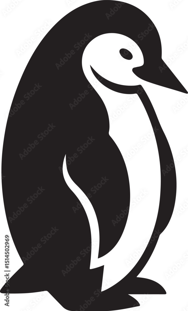 Fototapeta premium Sleek Emperor Penguin Silhouette Vector Illustration