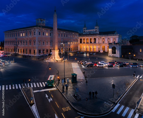 Piazza Giovanni Paolo II, night square view photo