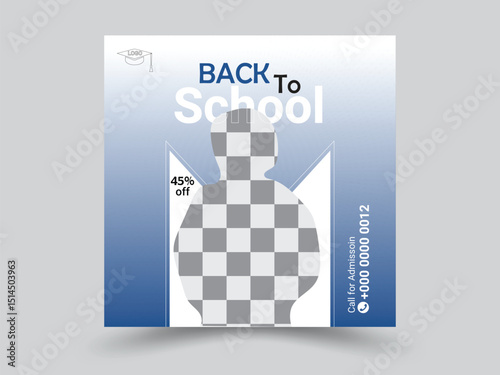 Back to school social media post. Colorful social media template.Set of three blue yellow organic fluid background of back to school social media pack online marketing banner Post Template