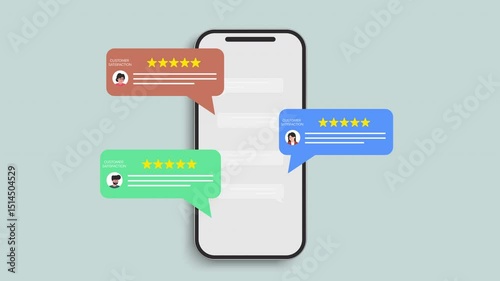 The pop-up message on the mobile will show 5-star comments and feedback, which is a concept of reviewing things for people to see.