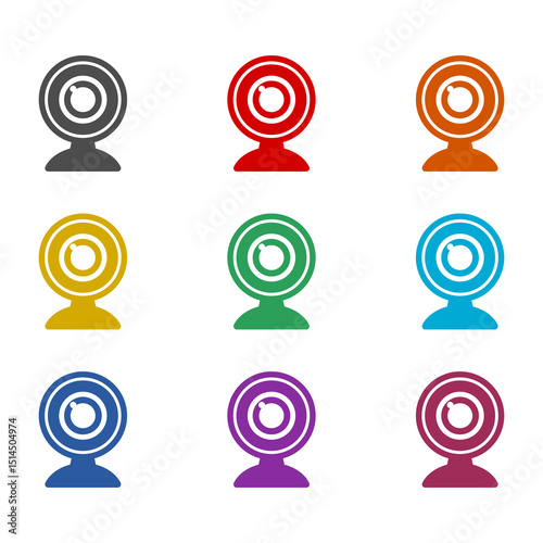 Web cam live icon isolated on white background. Set icons colorful
