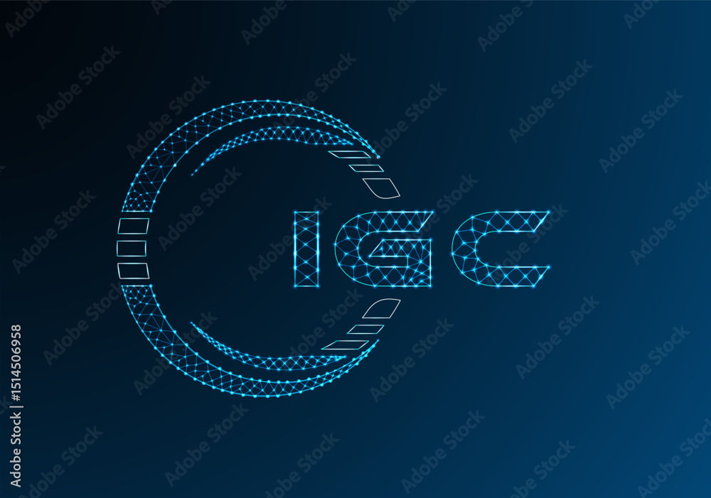 Fototapeta premium IGC low poly letter logo vector design. IGC lower poly logo design. Low poly logo.