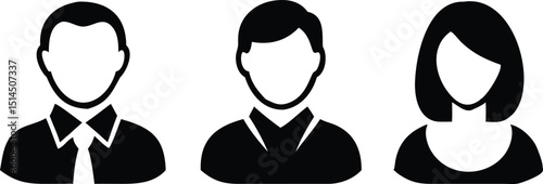 Simple black silhouette designs for user profile avatars and online representation