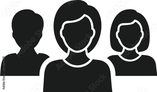 Simple black user profile avatar design collection representing diverse individuals