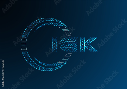 IGK low poly letter logo vector design. IGK lower poly logo design. Low poly logo.