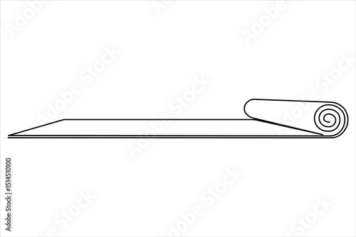Fitness equipment concept. Continuous one line art drawing of fitness mattress design vector illustration