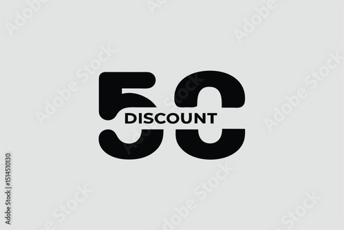 Bold black 50 percent discount text against a subtle transparent background