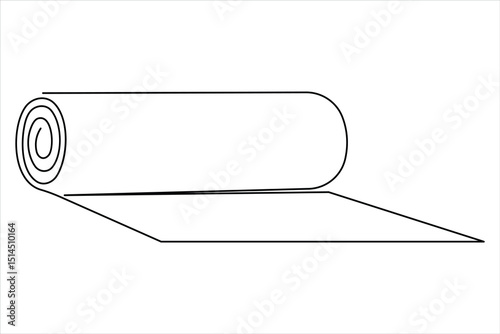 Fitness equipment concept. Continuous one line art drawing of fitness mattress design vector illustration