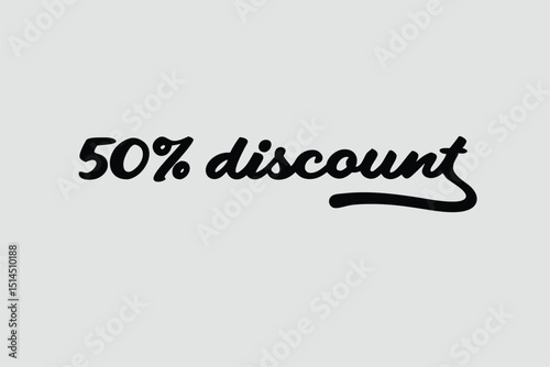 Bold 50 percent discount text in black script ideal for promotional designs