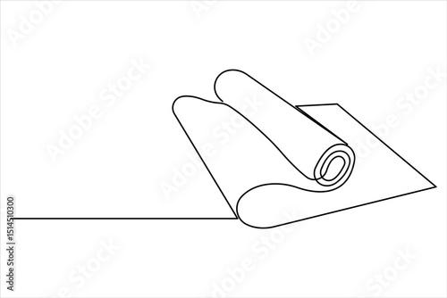 Fitness equipment concept. Continuous one line art drawing of fitness mattress design vector illustration