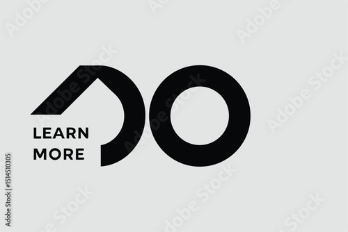 Minimalist learn more logo design with abstract shapes on a transparent background