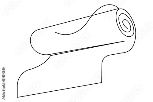 Fitness equipment concept. Continuous one line art drawing of fitness mattress design vector illustration