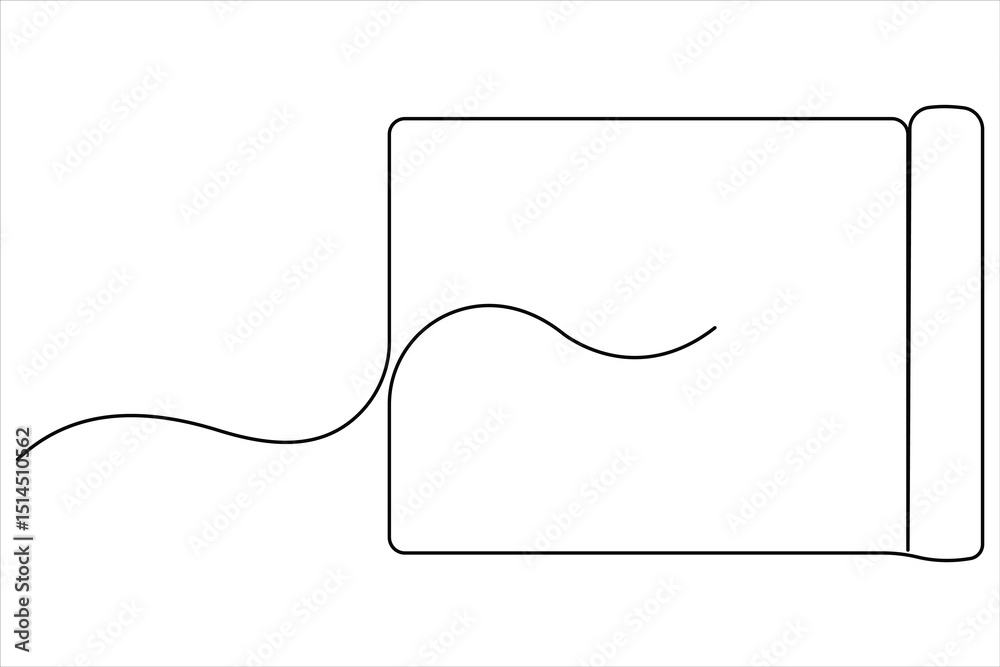 Obraz premium Fitness equipment concept. Continuous one line art drawing of fitness mattress design vector illustration