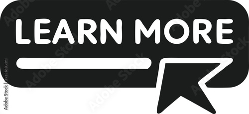 Simple black learn more button with arrow design for website or app interface