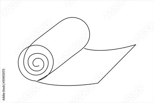 Fitness equipment concept. Continuous one line art drawing of fitness mattress design vector illustration