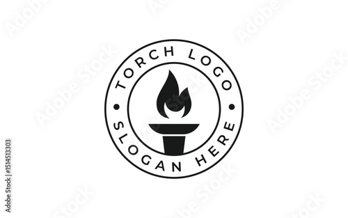 torch logo vector illustration badge design