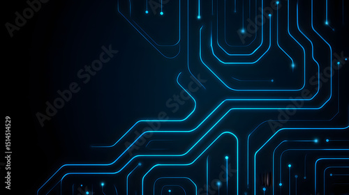 Abstract Glowing Circuit Board Pattern Minimalist Blue Tech Background