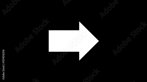 White arrow on black and green background left to right direction animation element.