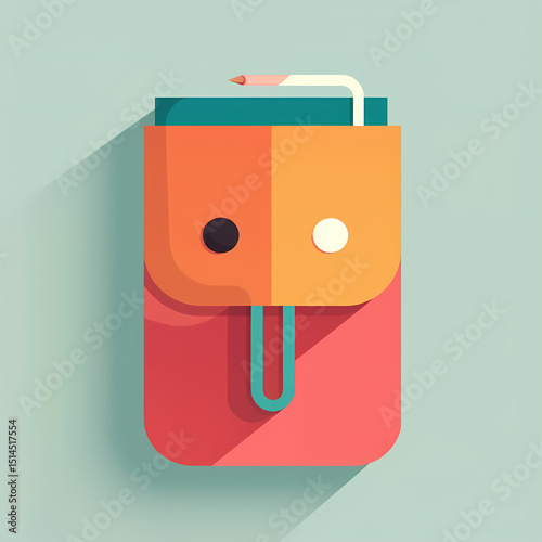 Stylish Backpack Design Modern Flat Icon of a Colorful Backpack with a Unique Strap and Minimalist Aesthetic. Perfect for Travel, School, or Everyday Use.