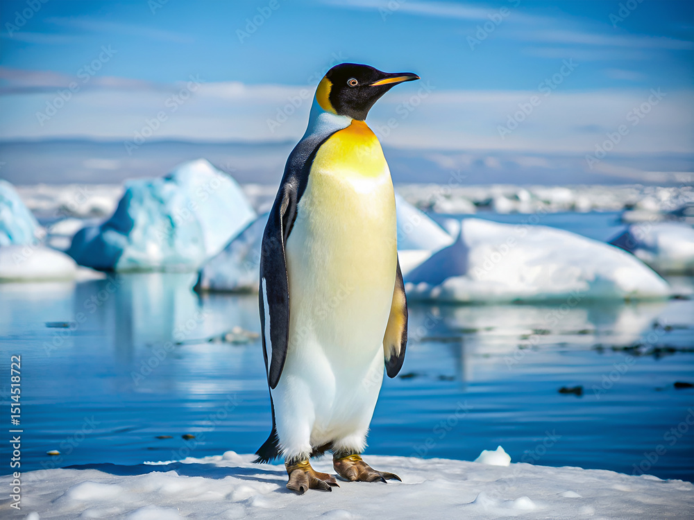 Fototapeta premium Regal Emperor Penguin Standing Proudly Amidst Frozen Serenity