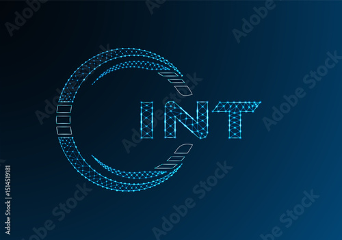 INT low poly letter logo vector design. INT lower poly logo design. Low poly logo.