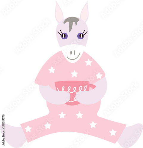 cute donkey illustration with gift box