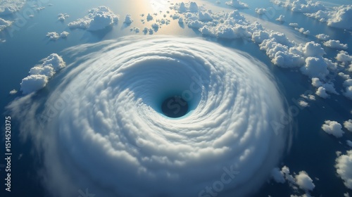 Aerial View of a Hurricane Eye of the Storm from the Space