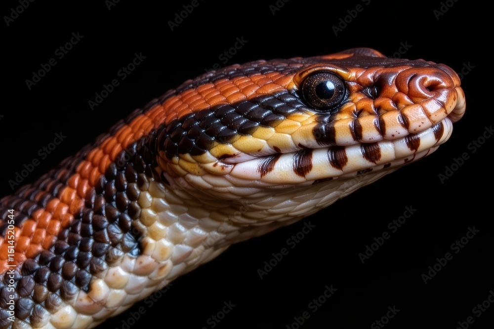 Fototapeta premium Close up of a Striking Snake Head Detailed Reptile Scales and Eye