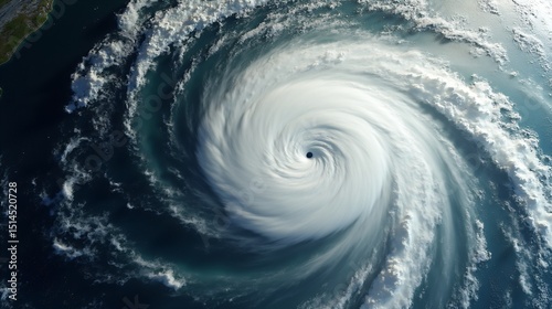 Aerial View of a Hurricane Eye of the Storm from the Space